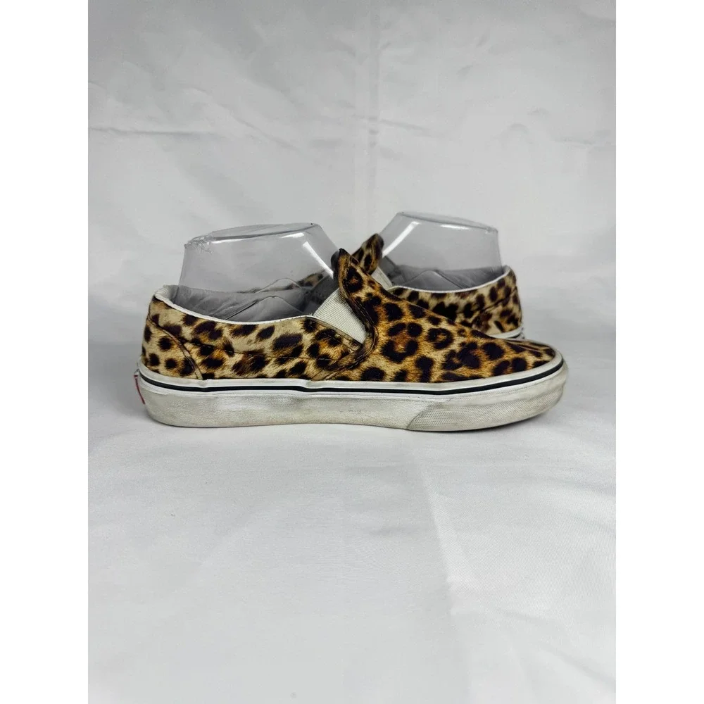 Vans Classic Slip On Unisex W7/M5.5 Sneaker Brown Leopard Athletic Skate Shoes